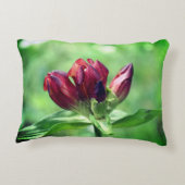 赤いゲンチアンの花の開花クローズアップ アクセントクッション (裏面)