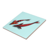 赤いコイの魚のセラミックタイル タイル (側面)