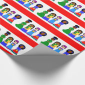 赤いココアかわいこちゃんのクリスマスの聖歌隊 ラッピングペーパー (角)