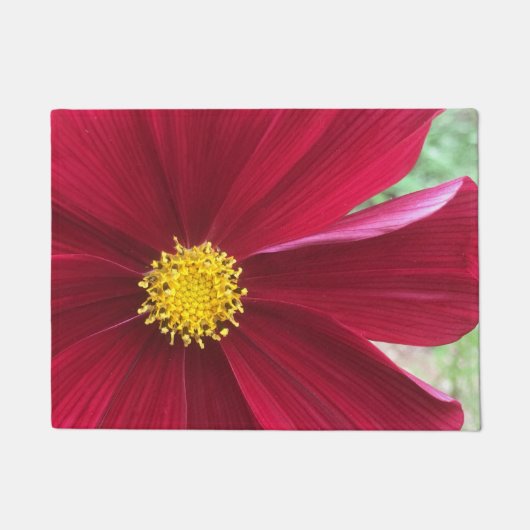 赤いコスモスの花 ドアマット (正面)