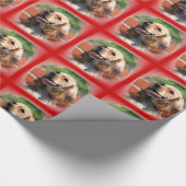 赤いコッカースパニエルの包装紙 ラッピングペーパー (角)