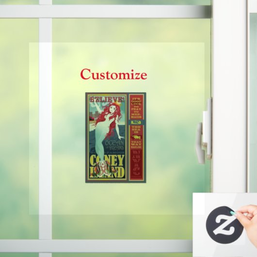 赤いコニーアイランドの人魚サンダーコーブ ウィンドウサイン (ホーム)