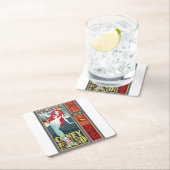 赤いコニーアイランドマーメイド スクエアペーパーコースター (インサイチュ)