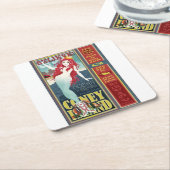 赤いコニーアイランドマーメイド スクエアペーパーコースター (アングル)