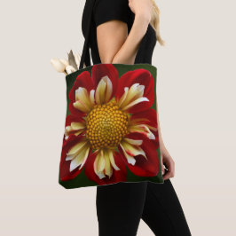 赤いコラレットダリアの花 トートバッグ