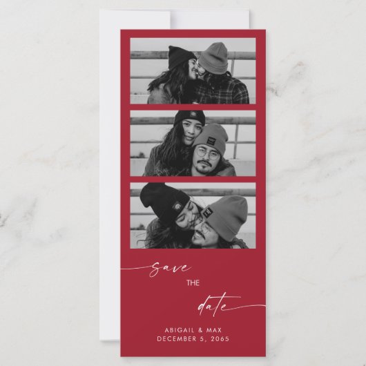 赤いコラージュB/W写真ロングウェディング日付を保存 (正面)