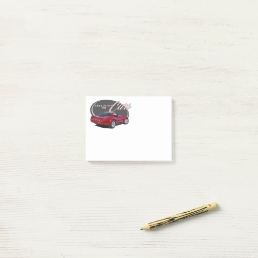 赤いコルベットが付いているまだ演劇 ポストイット (デスク上)