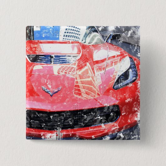 赤いコルベットのボタン 缶バッジ (正面)