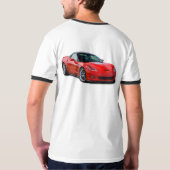 赤いコルベットZR1の信号器のティー Tシャツ (裏面)