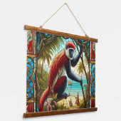 赤いコロバスカモンタペストリー 吊り下げ型タペストリー (傾斜あり)