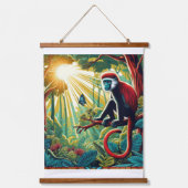 赤いコロバスカモンタペストリー 吊り下げ型タペストリー (正面)