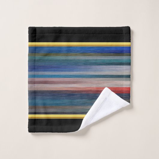 赤いコンテンポラリー青と茶色の銀の抽象芸術 バスタオルセット (ウォッシュタオル)