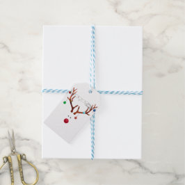 赤いコンテンポラリー鼻のトナカイカラフルライト ギフトタグ