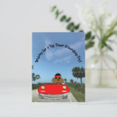 赤いコンバーチブルの可愛いグラウンドホッグ シーズンポストカード (スタンド正面)