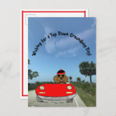 赤いコンバーチブルの可愛いグラウンドホッグ シーズンポストカード (正面/裏面)