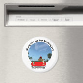 赤いコンバーチブルの可愛いグラウンドホッグ マグネット (インサイチュ (食洗機))