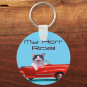 赤いコンバーチブルの子猫 キーホルダー (正面)