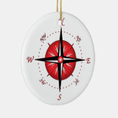 赤いコンパス面図 セラミックオーナメント (右)