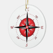 赤いコンパス面図 セラミックオーナメント (左)