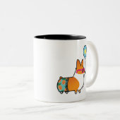 赤いコーギーの夏のおもしろいのマグ| CorgiThings ツートーンマグカップ (正面右)