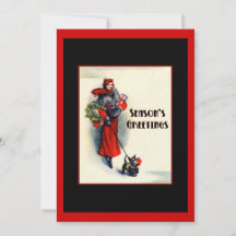 赤いコートの女性とスコッチテリアのオープン ハウス