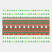 赤いコートを着た少女と雪だるまの格子木 ラッピングペーパーシート (正面3)