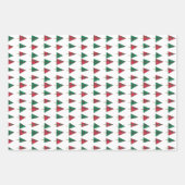 赤いコートを着た少女と雪だるまの格子木 ラッピングペーパーシート (正面2)