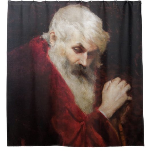 赤いコートを着た老人(サンタクロース) (クリスマス) シャワーカーテン (正面)