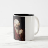 赤いコートを着た老人（サンタクロース） （クリスマス） ツートーンマグカップ (正面右)