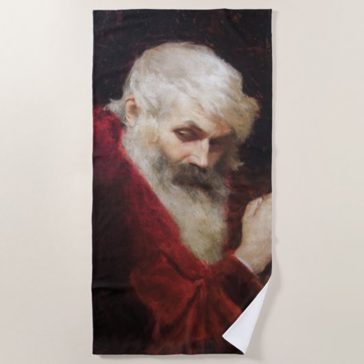 赤いコートを着た老人（サンタクロース） （クリスマス） ビーチタオル (正面)