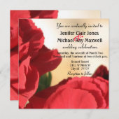 赤いコーナーのばら色の結婚式 招待状 (正面/裏面)