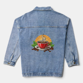 赤いコーヒーカップ デニムジャケット