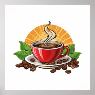 赤いコーヒーカップ ポスター