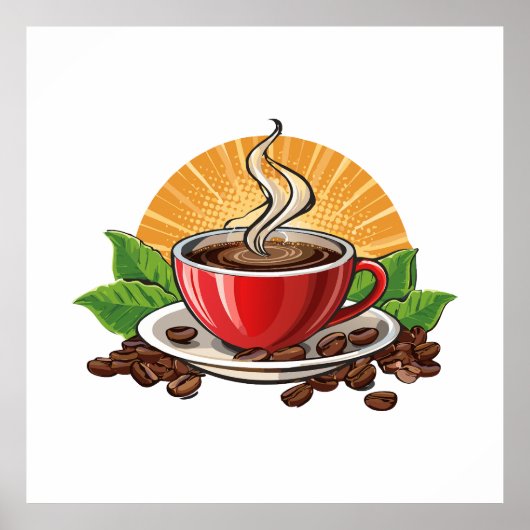 赤いコーヒーカップ ポスター (正面)