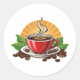 赤いコーヒーカップ ラウンドシール