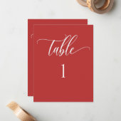 赤いコーラルモダンミニマリストのテーブル番号 ノートカード (正面/裏面インサイチュ)