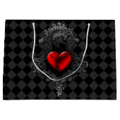 赤いゴシックのハートの大きいギフトバッグ ラージペーパーバッグ (正面)