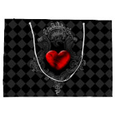 赤いゴシックのハートの大きいギフトバッグ ラージペーパーバッグ (裏面)