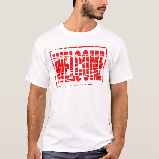 赤いゴム印効果 ウェルカム Tシャツ (正面)