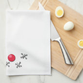 赤いゴム製球およびジャッキ キッチンタオル (四つ折り)