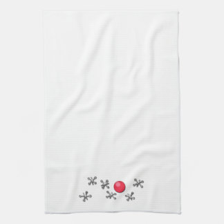 赤いゴム製球およびジャッキ キッチンタオル