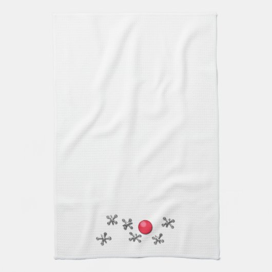 赤いゴム製球およびジャッキ キッチンタオル (縦)