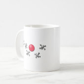 赤いゴム製球およびジャッキ コーヒーマグカップ (正面左)