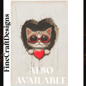 赤いゴーグルの猫の子猫、赤いハートAQ3 Decompage 薄葉紙