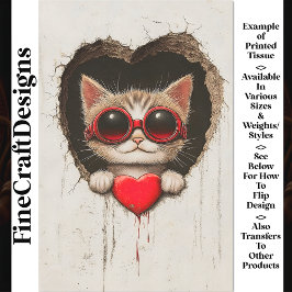赤いゴーグルの猫の子猫、赤いハートAQ3 Decompage 薄葉紙