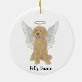 赤いゴールデンアプリコットドゥードル追悼記念柱 セラミックオーナメント (裏面)