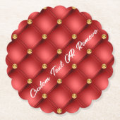 赤いゴールドの宝石紙コースター（お好きなテキストを入れて） ペーパーコースター (正面)