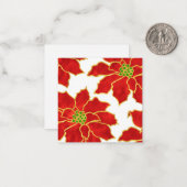 赤いゴールドの水彩ポインセチアのグリーティングカード ノートカード (正面/裏面インサイチュ)