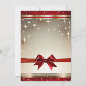 赤いゴールドの赤いリボン輝きのホリデー写真カード シーズンカード (裏面)