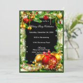 赤いゴールドの飾り 松のクリスマスパーティー招待状 招待状 (スタンド正面)